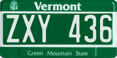 VT license plate ZXY436