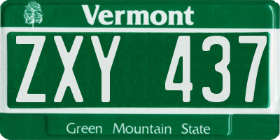 VT license plate ZXY437
