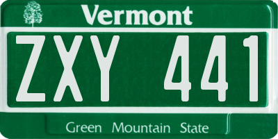 VT license plate ZXY441