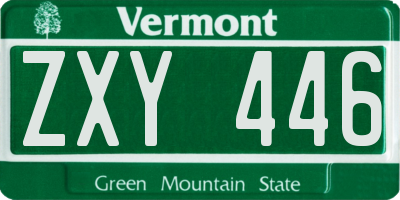VT license plate ZXY446