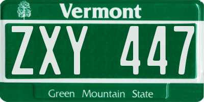 VT license plate ZXY447