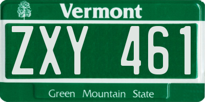 VT license plate ZXY461