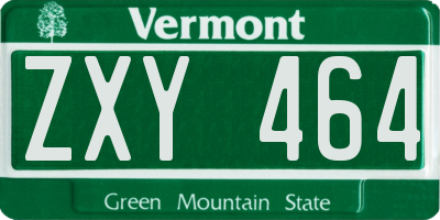 VT license plate ZXY464