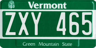 VT license plate ZXY465