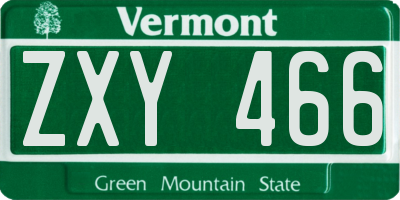 VT license plate ZXY466