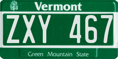 VT license plate ZXY467