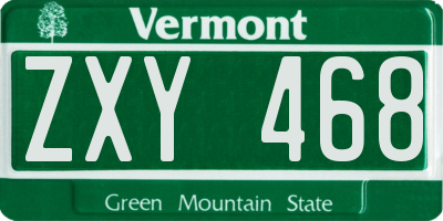 VT license plate ZXY468