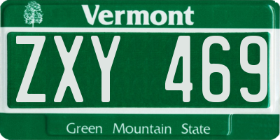 VT license plate ZXY469