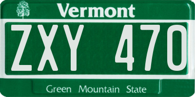 VT license plate ZXY470