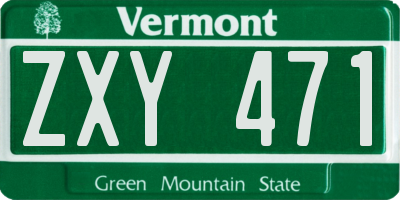 VT license plate ZXY471