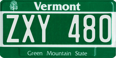 VT license plate ZXY480