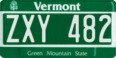 VT license plate ZXY482