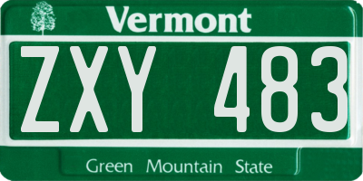 VT license plate ZXY483
