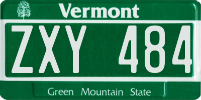 VT license plate ZXY484
