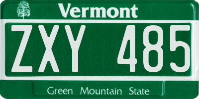 VT license plate ZXY485