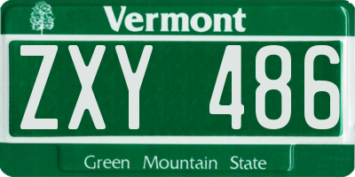 VT license plate ZXY486