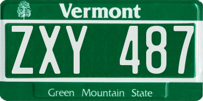 VT license plate ZXY487