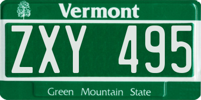 VT license plate ZXY495