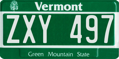 VT license plate ZXY497