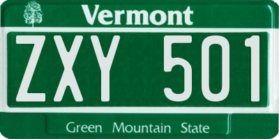 VT license plate ZXY501