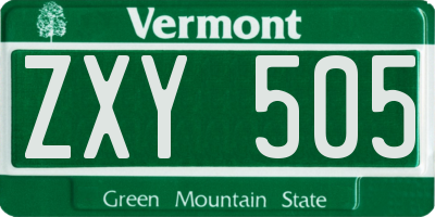 VT license plate ZXY505