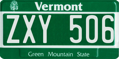 VT license plate ZXY506