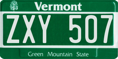 VT license plate ZXY507