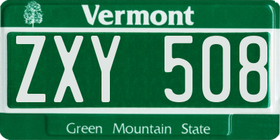 VT license plate ZXY508
