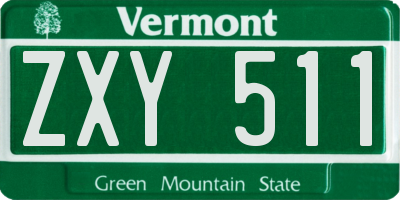 VT license plate ZXY511
