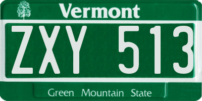 VT license plate ZXY513