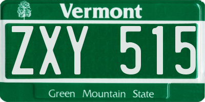VT license plate ZXY515