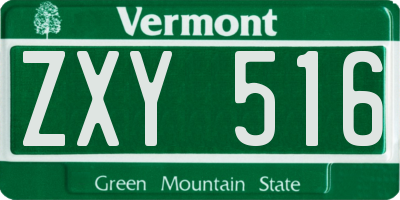 VT license plate ZXY516