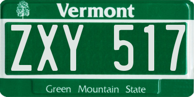 VT license plate ZXY517