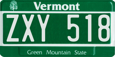 VT license plate ZXY518