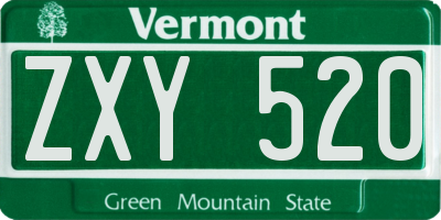 VT license plate ZXY520