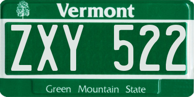 VT license plate ZXY522