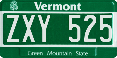 VT license plate ZXY525