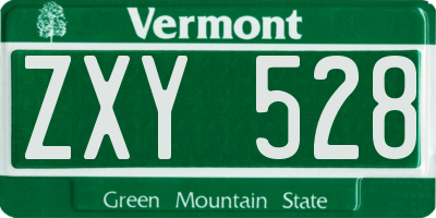 VT license plate ZXY528
