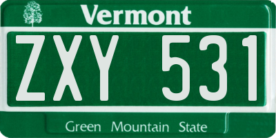 VT license plate ZXY531
