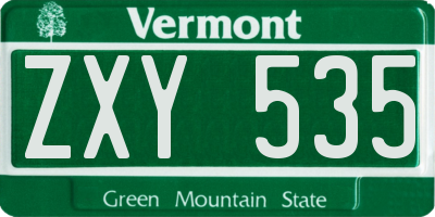 VT license plate ZXY535