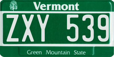 VT license plate ZXY539