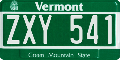VT license plate ZXY541