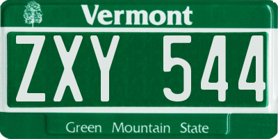 VT license plate ZXY544