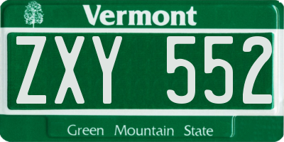 VT license plate ZXY552