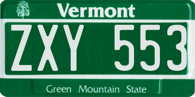 VT license plate ZXY553