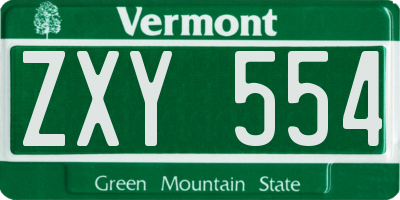 VT license plate ZXY554