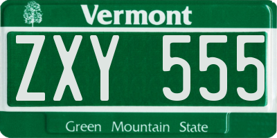 VT license plate ZXY555