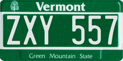VT license plate ZXY557