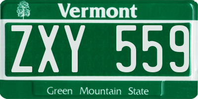 VT license plate ZXY559