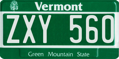 VT license plate ZXY560